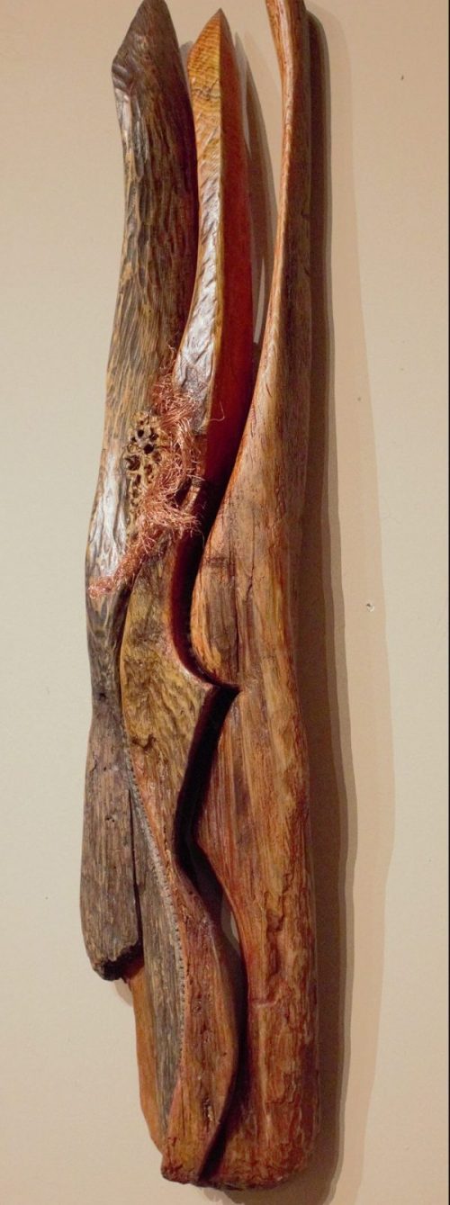 Emerging Dancer - Carved Driftwood, Copper, Resin, Pigment and Sand