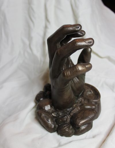 Teen's hand - Carved Hydrostone with Cold Cast Bronze